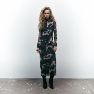 NWT Zara patterned tulle dress